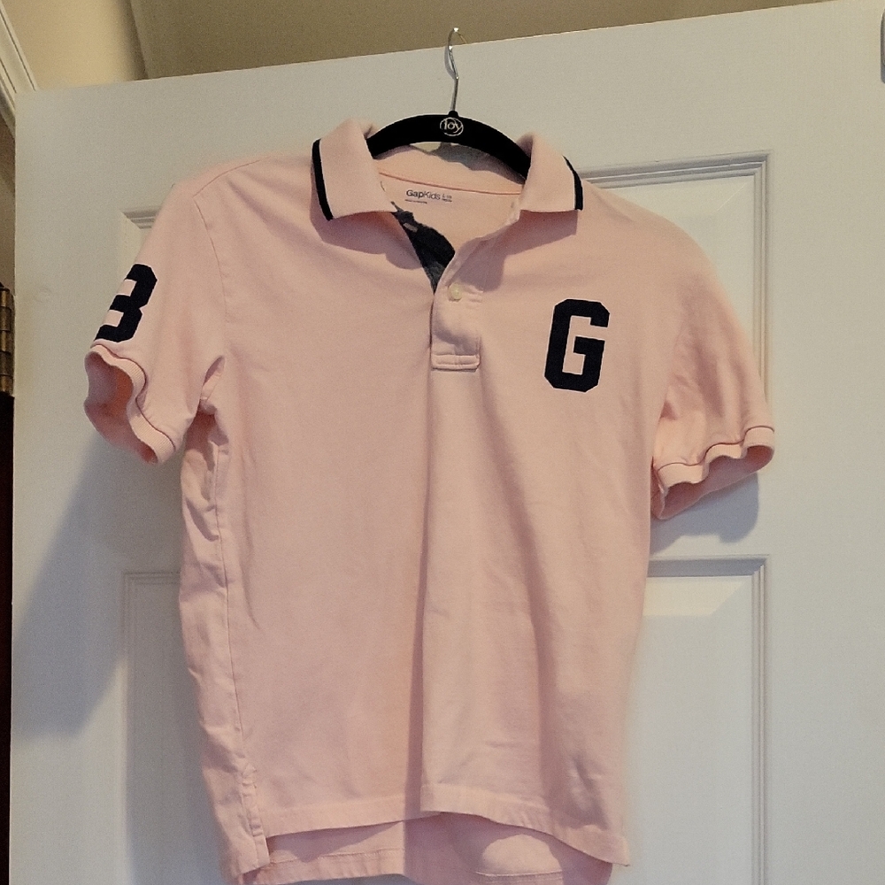 GAP Kids Light Pink Polo with Blue Accents, EUC, Size Large (10)